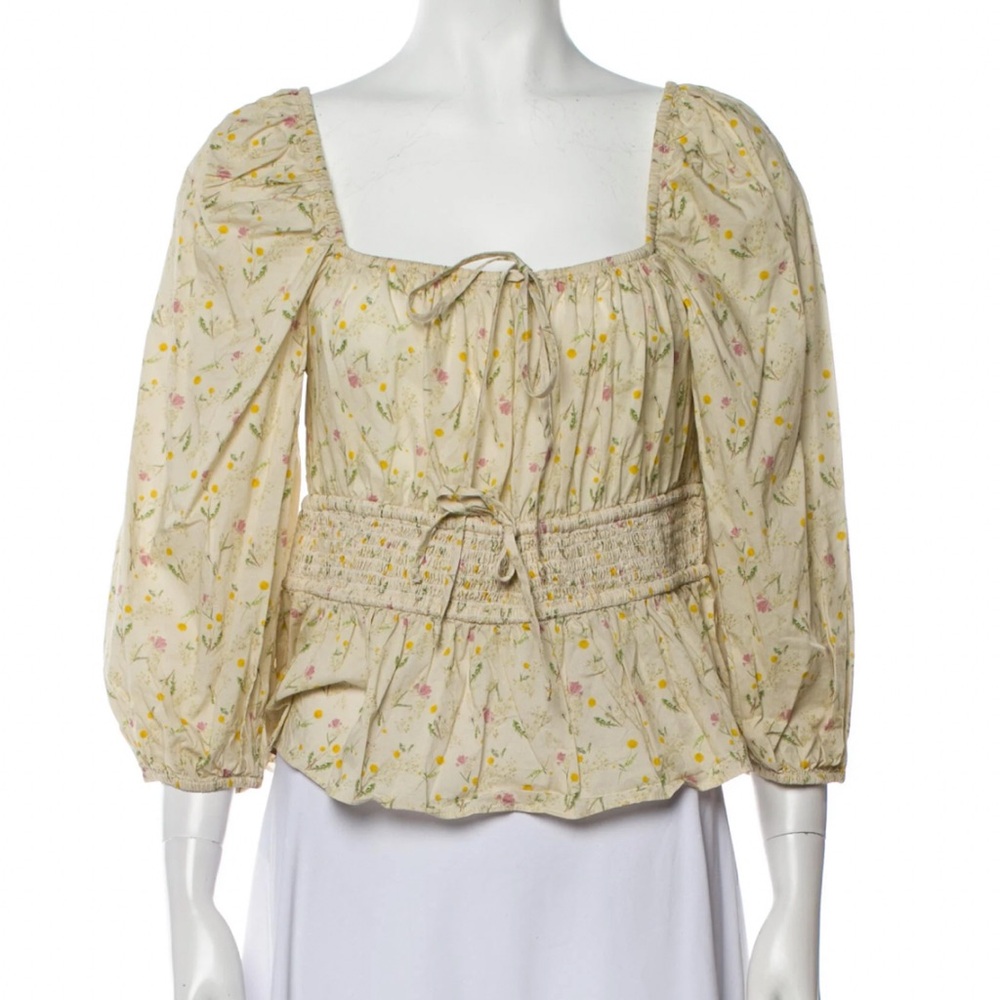 Floral Yellow Cream Women's Top